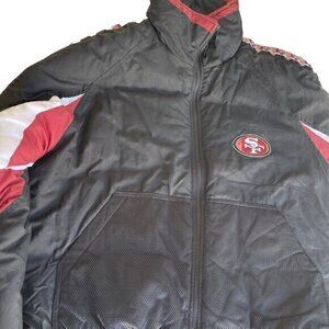 Vintage San Francisco 49ers Men’s Game Day Puffer Jacket Sz XL Black Red 90s